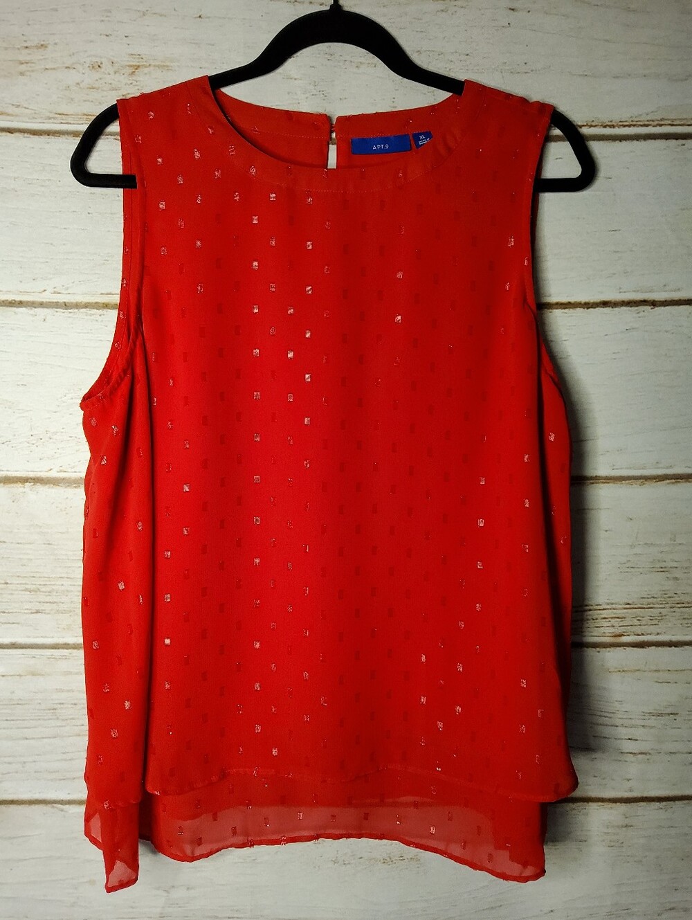 Apt. 9 Red Sleeveless Embellished Chiffon Top